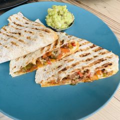 Beef or chicken quesadilla with guacamole